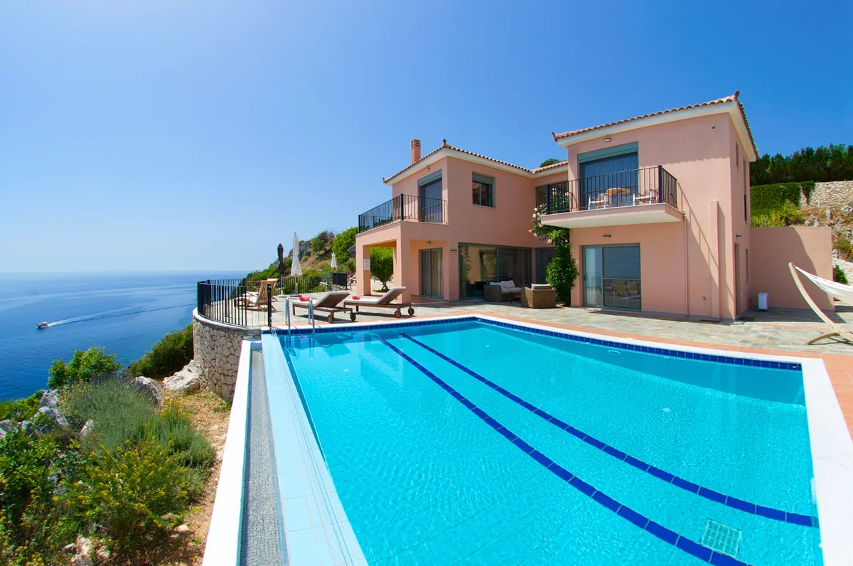 Villa Alkionis with its infinity pool overlooking the Ionian Sea